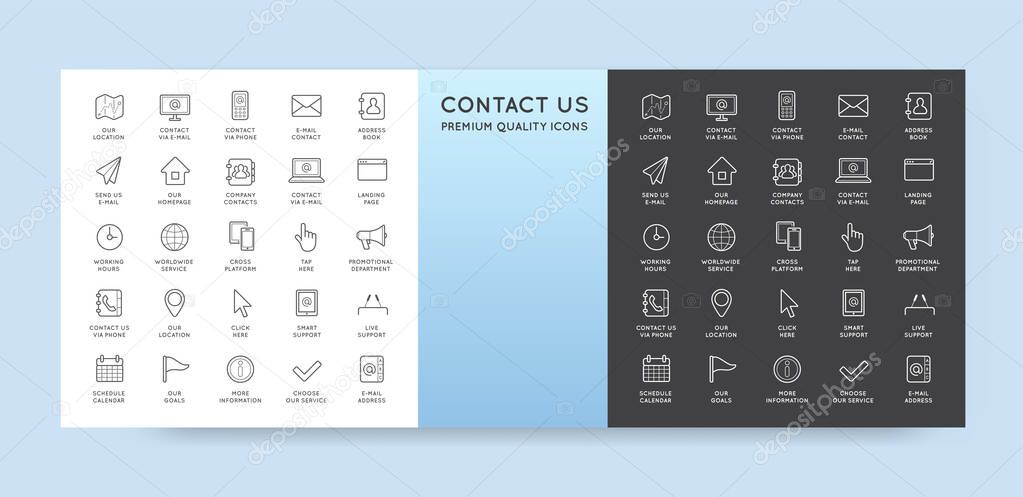 Set of Contact us Service Elements and Assistance Support Icons.