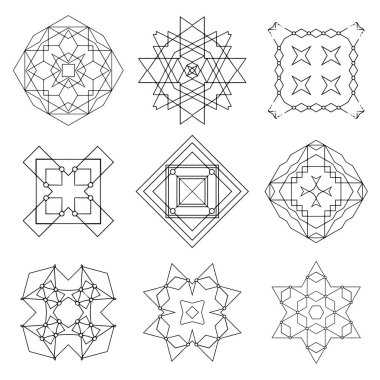 Geometrik şekiller kümesi. Kutsal geometri. Simya, din, felsefe, hipster unsurlar. 