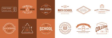 Vektör okul veya üniversite kimlik öğeleri kümesi Logo veya simge sigorta primi kalitesinde kullanılabilir