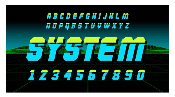 Retro Futurism Style Font Vector Brush Stroke Alphabet Retro Futurism — Stock Vector