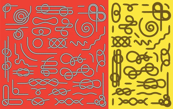 Великий Набір Морських Мотузкових Вузлів Векторні Декоративні Вінтажні Елементи — стоковий вектор