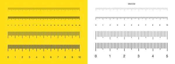 Härskare Mätskala Markup För Härskare Vektorillustration Centimeter Och Millimeterskala Tum — Stock vektor