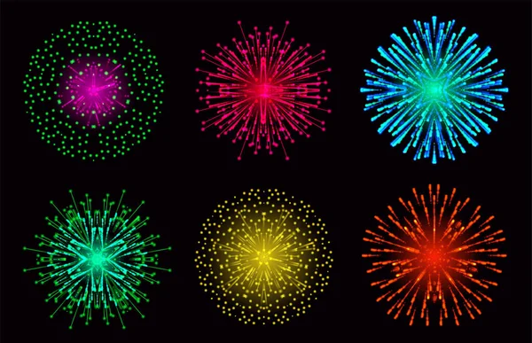 Vector Snowflake Fireworks Set Diferentes Formas Explosión Estelar Feliz Navidad — Vector de stock