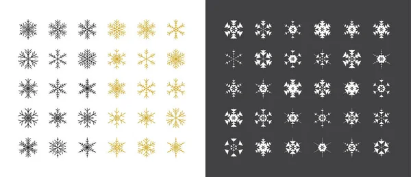 Big Set Snowflakes Winter Christmas Xmas Design Elements — Stock Vector