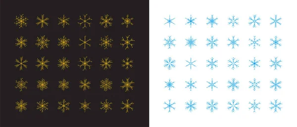 Big Set Snowflakes Winter Christmas Xmas Design Elements — Stock Vector