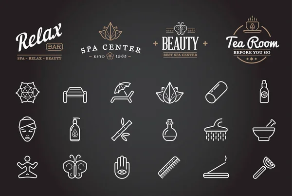 Набор Vector Spa Beauty Yoga Sport Elements Illustration Использован Логотип — стоковый вектор