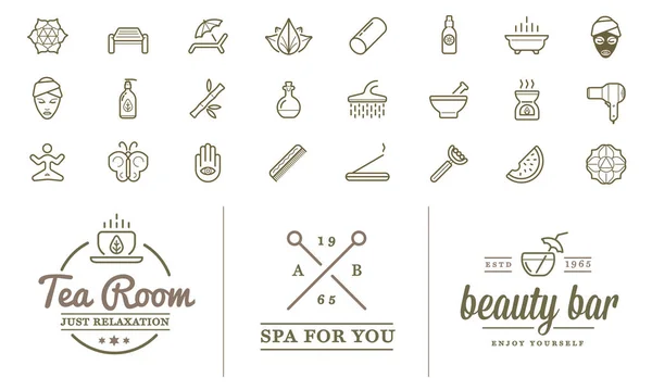 Набор Vector Spa Beauty Yoga Sport Elements Illustration Использован Логотип — стоковый вектор