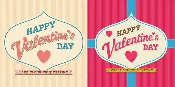 Happy Valentine Day Hand Lettering Typographical Vector Background Vintage Retro — Stock Vector