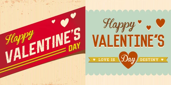 Happy Valentine Day Hand Lettering Typographical Vector Background Vintage Retro — Stock Vector