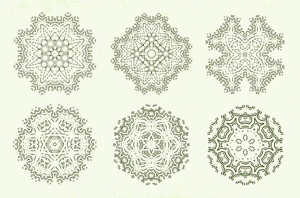 Conjunto Otro Mundo Extraterrestre Como Estructuras Patrón Mandala Resonancia Vibración — Vector de stock