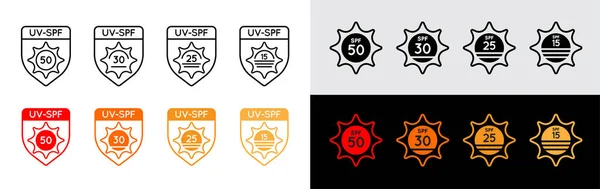 Комплект Захисту Сонця Індекс Spf Spf Векторні Іконки Колекції — стоковий вектор