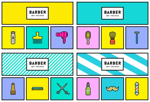 80 'ler ya da 90' lar Retro Colours 'lu Stil Simgesi. Nostalji. Berber Dükkanı.