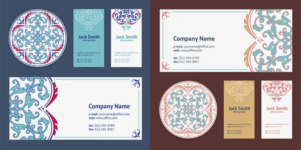 Corporative Business Cards Design Set Envelope Beer Mat Turkish Ornament — Stock Vector