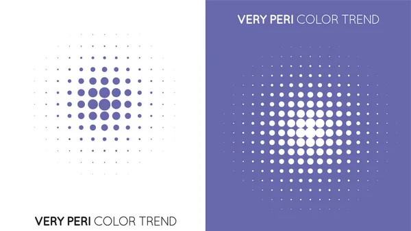 Set Two Trendy Very Peri Color Halftone Halftone Dot Pattern — Stok Vektör