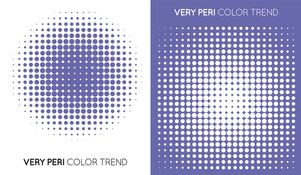 Set Von Zwei Trendy Very Peri Color Halftone Halftone Dot — Stockvektor