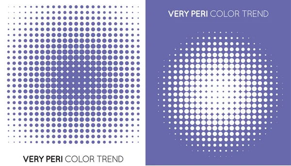 Set Von Zwei Trendy Very Peri Color Halftone Halftone Dot — Stockvektor