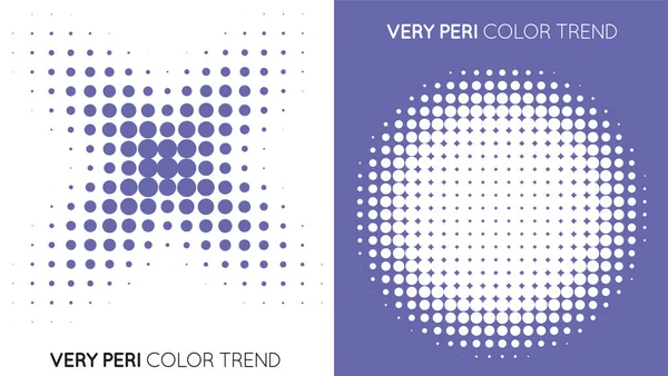 Set Two Trendy Very Peri Color Halftone Halftone Dot Pattern — Vetor de Stock