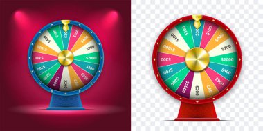3D Vektör Dönen Şans Çarkı, Gerçekçi Stil Şanslı Rulet Çizimi