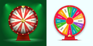 3D Vektör Dönen Şans Çarkı, Gerçekçi Stil Şanslı Rulet Çizimi