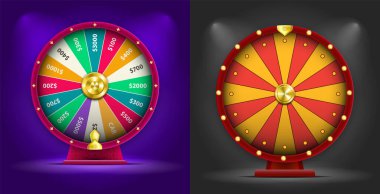 3D Vektör Dönen Şans Çarkı, Gerçekçi Stil Şanslı Rulet Çizimi