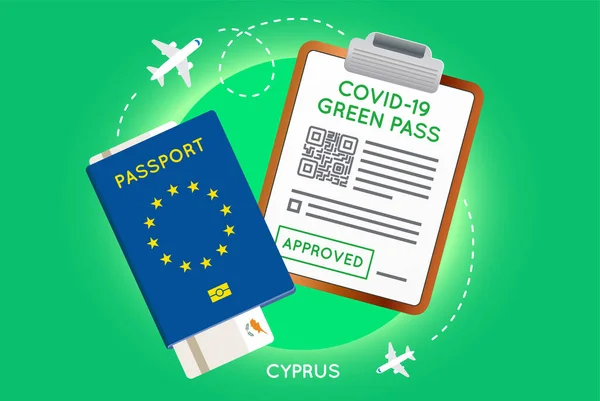Covid Immunity Passport Code Vaccination Negative Coronavirus Test Green Valid — 图库矢量图片