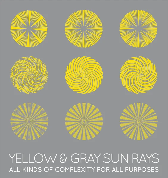 Trendi Sarı Gri Renk Örnekleri Nde Güneş Patlaması Vektör Işınları — Stok Vektör