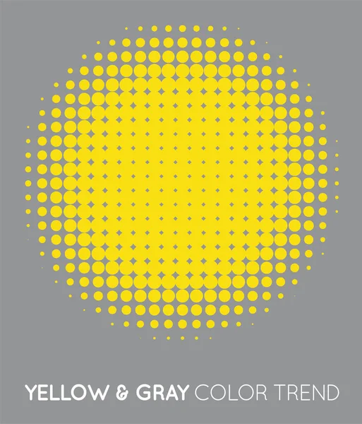 半色调中的黄色和灰色趋势色圈 半色调点图案 矢量图解 — 图库矢量图片