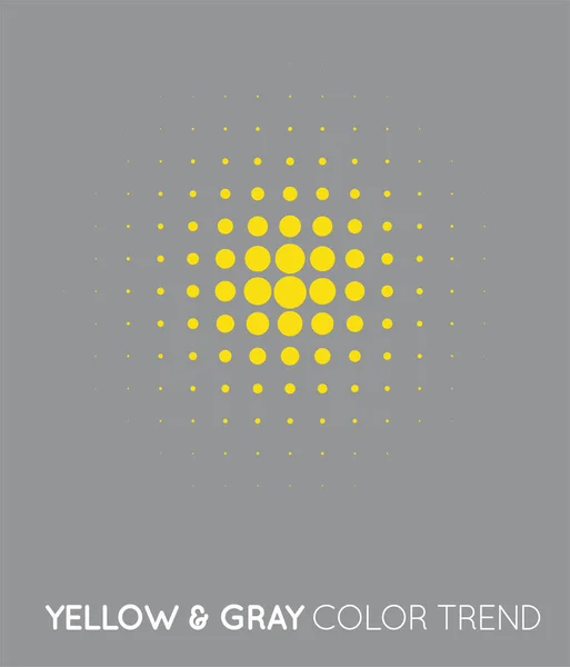 半色调中的黄色和灰色趋势色圈 半色调点图案 矢量图解 — 图库矢量图片