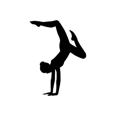 Bale dansçısı kadın siluet vektör çizimi siyah ve beyaz