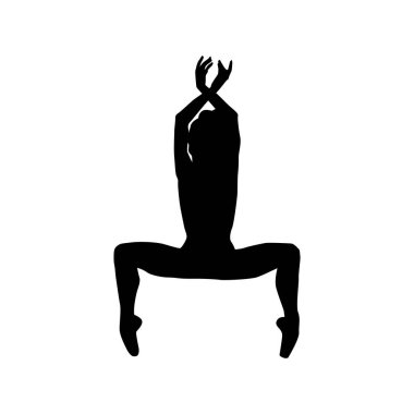 Bale dansçısı kadın siluet vektör çizimi siyah ve beyaz