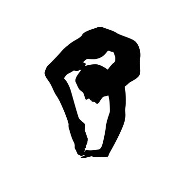 Yoga siluet vektör çizimi siyah ve beyaz