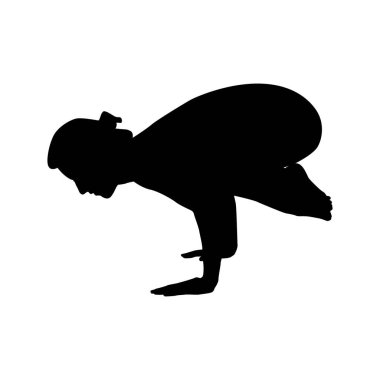 Yoga siluet vektör çizimi siyah ve beyaz