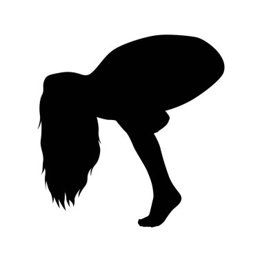 Yoga siluet vektör çizimi siyah ve beyaz