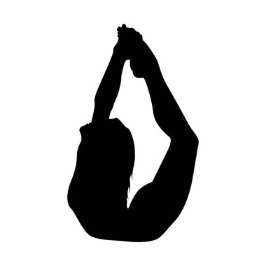 Yoga siluet vektör çizimi siyah ve beyaz