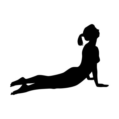 Yoga siluet vektör çizimi siyah ve beyaz