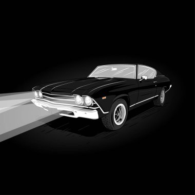 1969 Chevrolet Chevelle car illustration vector line art clipart