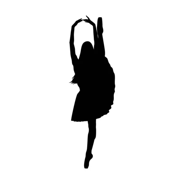 Bailarina Mulher Silhueta Vetor Ilustração Preto Branco — Vetor de Stock