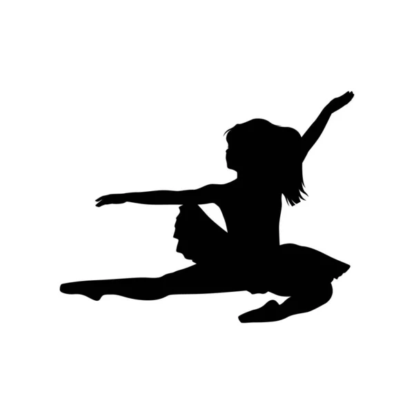 Ballerina Vrouw Silhouet Vector Illustratie Zwart Wit — Stockvector