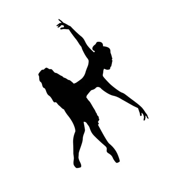 Baletnica Kobieta Sylwetka Wektor Ilustracja Czarny Biały — Wektor stockowy