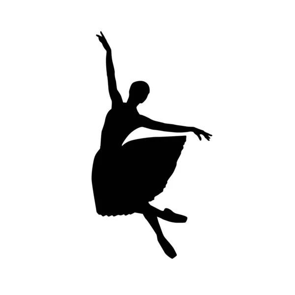 Ballerine Femme Silhouette Vectorielle Illustration Noir Blanc — Image vectorielle