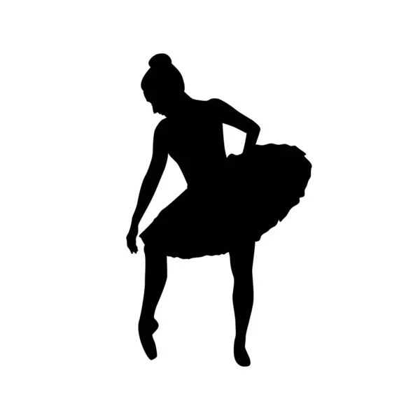 Bailarina Mulher Silhueta Vetor Ilustração Preto Branco — Vetor de Stock