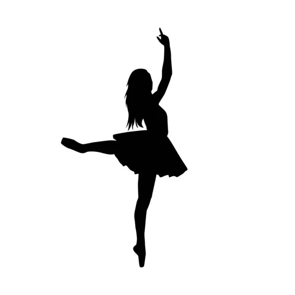 Ballerina Donna Silhouette Vettore Illustrazione Bianco Nero — Vettoriale Stock