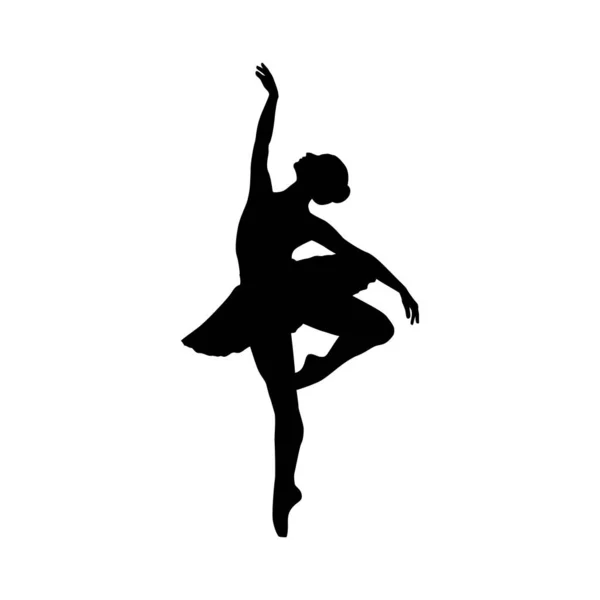 Ballerine Femme Silhouette Vectorielle Illustration Noir Blanc — Image vectorielle