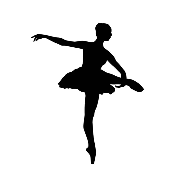 Ballerine Femme Silhouette Vectorielle Illustration Noir Blanc — Image vectorielle