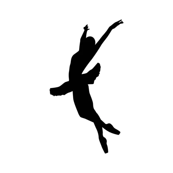 Ballerina Vrouw Silhouet Vector Illustratie Zwart Wit — Stockvector