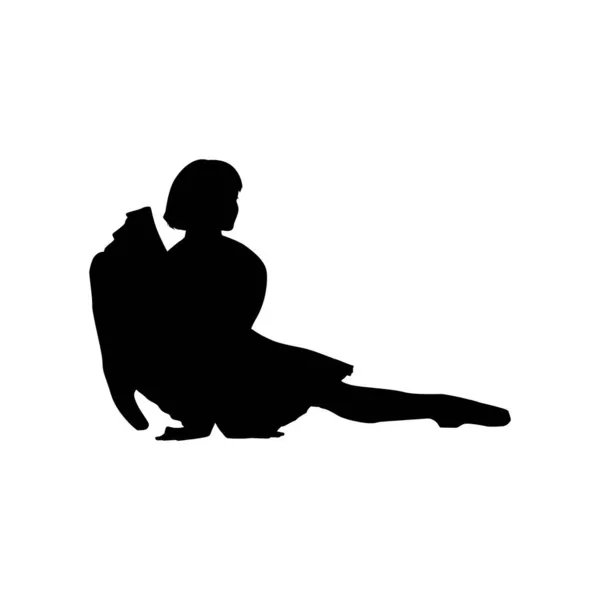 Ballerina Frau Silhouette Vektor Illustration Schwarz Weiß — Stockvektor