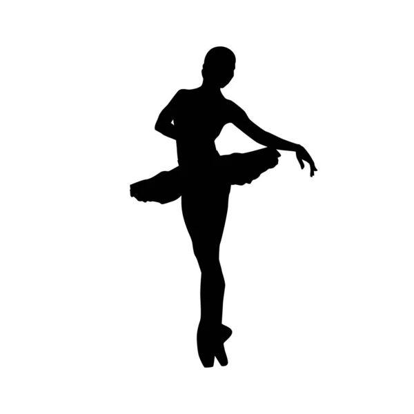 Ballerine Femme Silhouette Vectorielle Illustration Noir Blanc — Image vectorielle