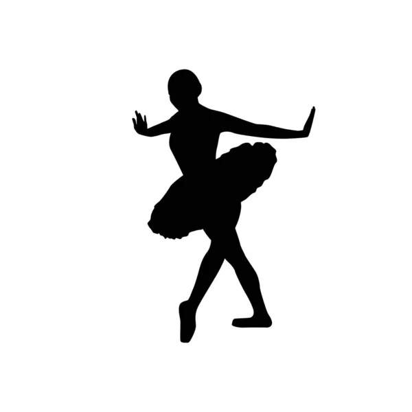 Ballerina Vrouw Silhouet Vector Illustratie Zwart Wit — Stockvector