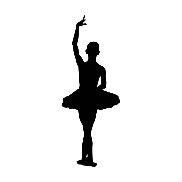 Ballerina Žena Silueta Vektor Ilustrace Černá Bílá — Stockový vektor