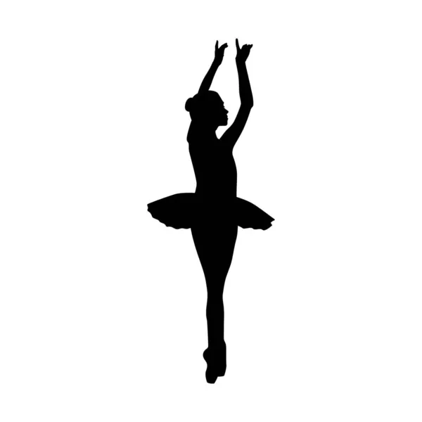 Ballerine Femme Silhouette Vectorielle Illustration Noir Blanc — Image vectorielle